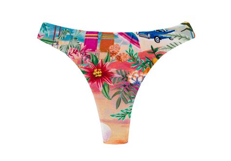 Colorful Tropical Thong Bikini Bottom Bottom Sunset Fio Rio De Sol