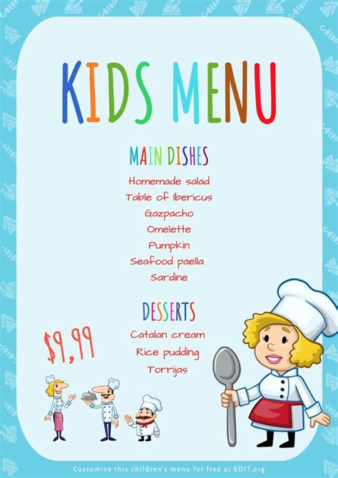 Kids Menu Templates For Cafes And Restaurants
