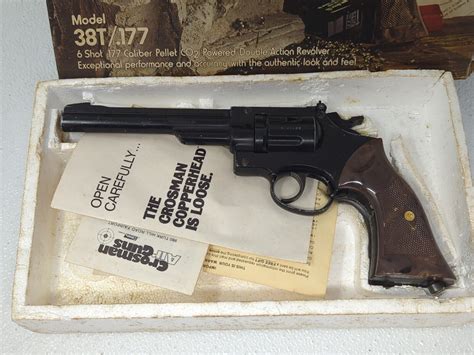 Crosman Model 38t 6 Shot 177 Cal Pellet Co2 Powered Revolver Ebay