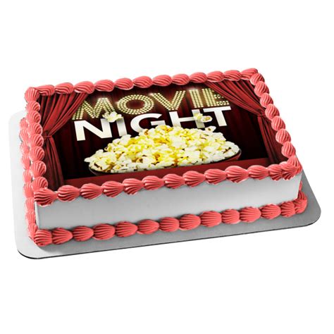 movie night pass the popcorn red curtain edible cake topper image abpid00155 11th birthday