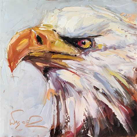 Olga Paints Original Contemporary Bald Eagle Painting In Oils By Olga