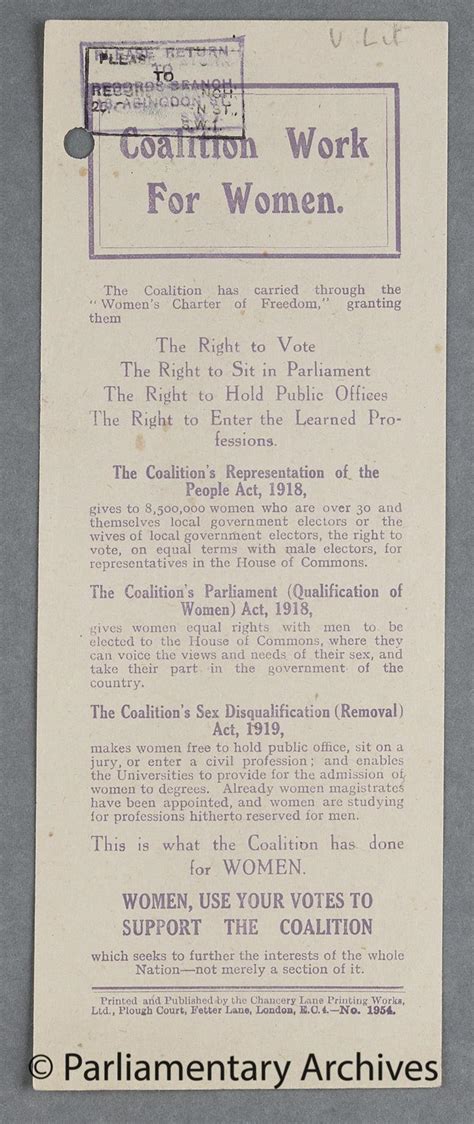 Sex Disqualification Removal Act 1919 Uk Parliament