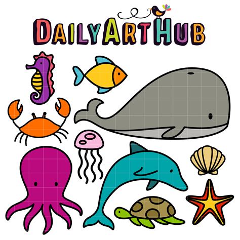 Stick Sea Animals Clip Art Set Daily Art Hub Free Clip
