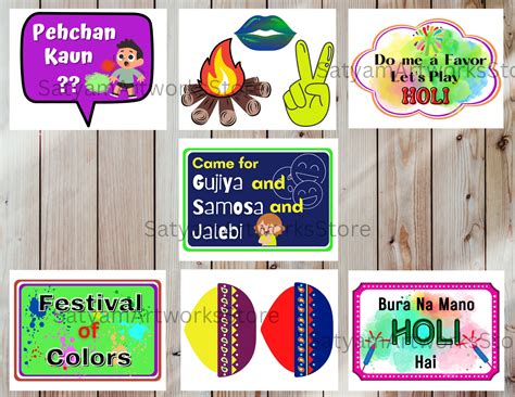 20 Holi Themed Party Props Holi Photo Booth Props Indian Festival
