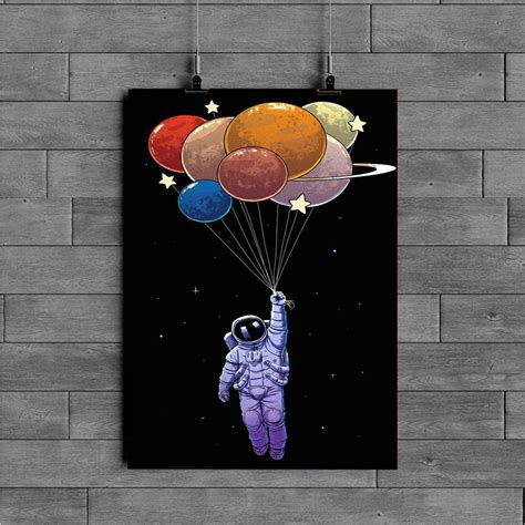 Astronaut Balloon Wallpaper Poster Md Home Decor Styles