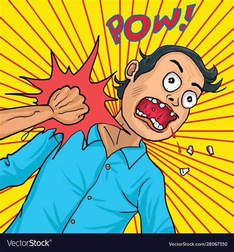 Man Get Punch Retro Style Cartoon Royalty Free Vector Image