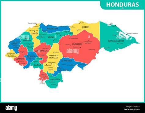 El Mapa Detallado De Honduras Con Regiones O Estados Y Ciudades