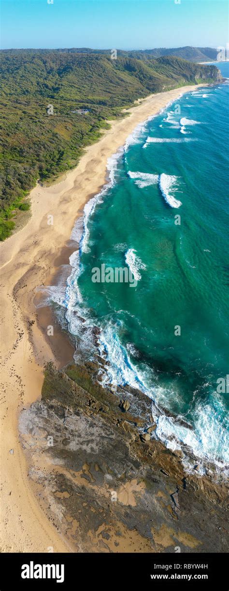 Aerial View Of Dudley Beach Newcastle Australia Looking North Along