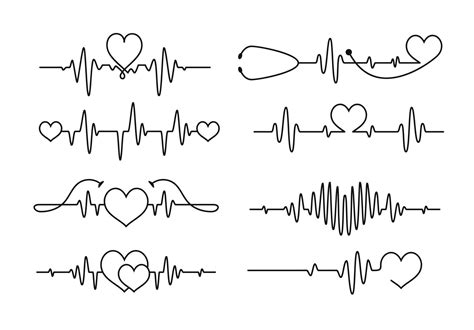 Diseño De Línea De Tatuaje De Latido Del Corazón De Cardiograma 3254281