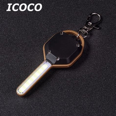 Icoco Mini Abs Led Flashlight Light Mini Key Shape Key Chain Ring