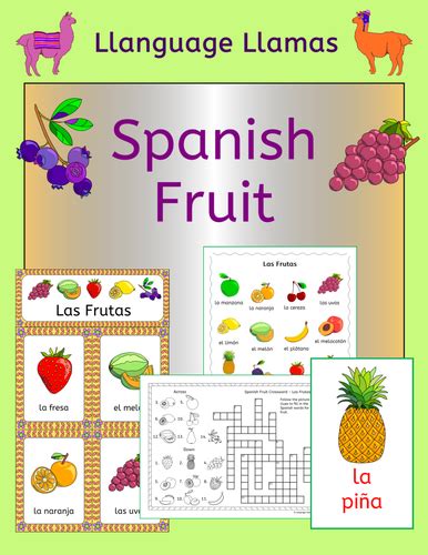 Spanish Fruit Vocabulary Las Frutas Games Activities Puzzles