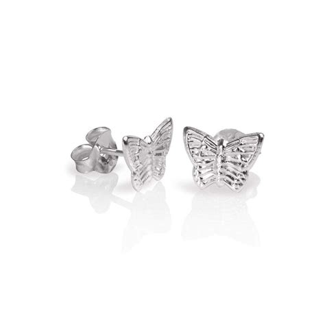 Sterling Silver Flat Butterfly Stud Earrings Jewellerybox Co Uk