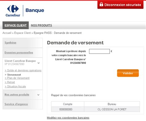 Op Rations En Ligne Du Livret Carrefour Banque