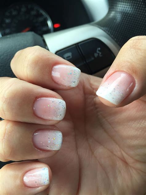 French Ombre Nails With Silver Glitter Tips Ombrenails Ombre Nails Glitter Ombre Nails Nail