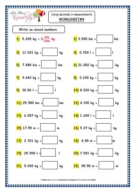 Grade 4 4th Grade Measurement Conversion Worksheets Kidsworksheetfun
