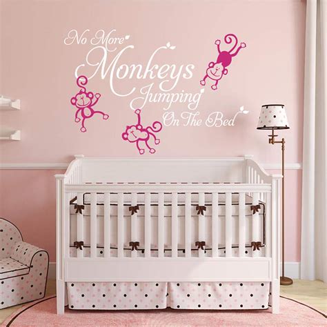 No More Monkeys Jumping On The Bed Vinyl Wall Decal Monkeys