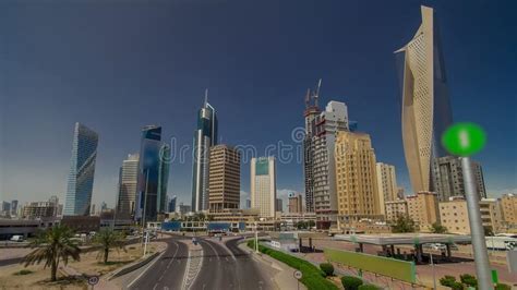 Skyline With Skyscrapers Timelapse Hyperlapse In Kuwait City Downtown