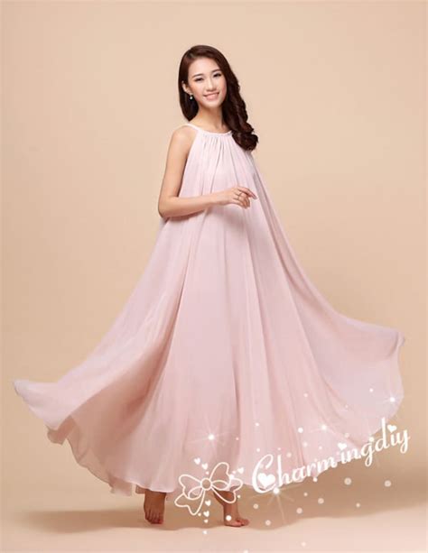 110 Color Chiffon Pink Long Party Dress Evening Wedding Etsy
