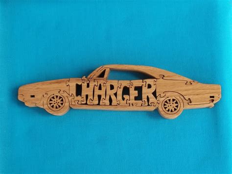 Vintage Charger Car Wooden Scroll Saw Puzzle