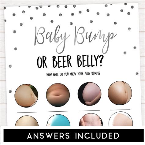 Baby Bump Or Beer Belly Baby Shower Games Baby Bump Beer Etsy