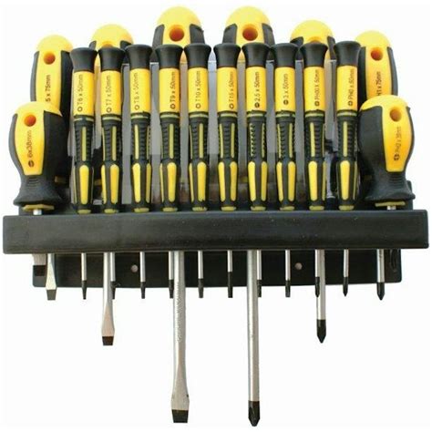 57 Off On Tork Craft 18 Piece Standard And Precision Size Screwdriver Set With Wall Mount Rack