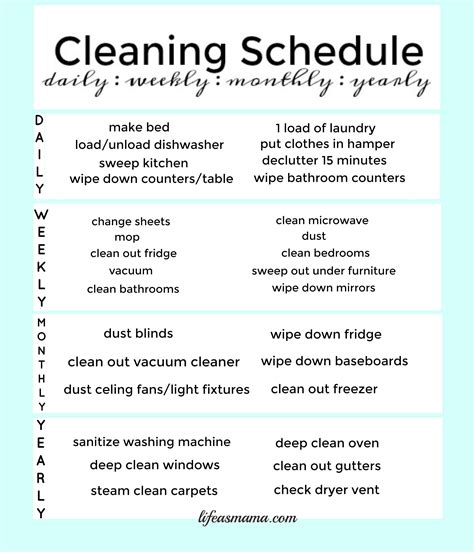 Free Printable Cleaning Schedule Cleaning Schedule Printable