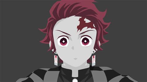 Demon Slayer Tanjiro Kamado With Background Of Dark Gray