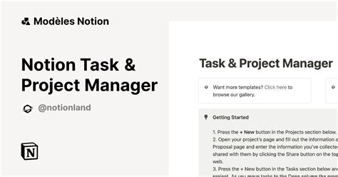 Notion Task And Project Manager Modèle Notion