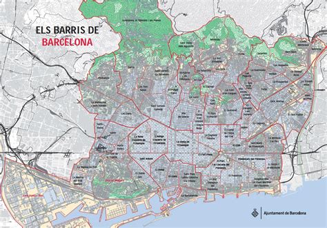 Barcelona Barrios Map Map Of Barcelona Barrios Catalonia Spain