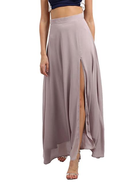 customize women s side slit high waist chiffon maxi skirt ladies plus size a line skirts