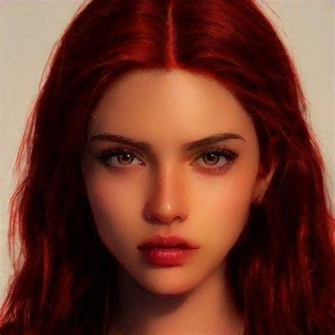 A Woman With Long Red Hair And Green Eyes