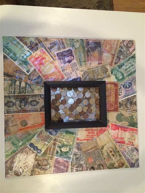 Coin Art From Foreign Money Travel Crafts Money Frame Travel Keepsakes