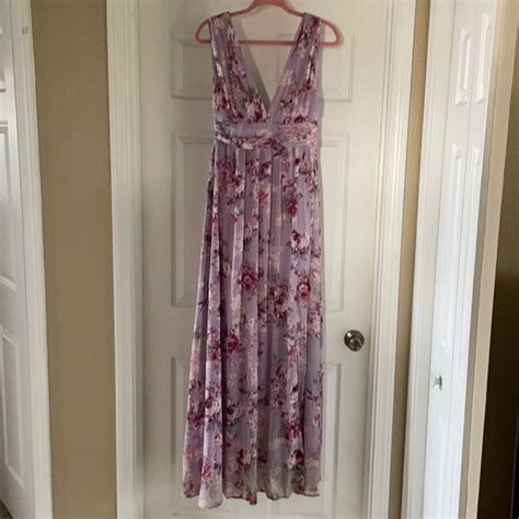 Lulu S Dresses Garden Meandering Lavender Floral Print Maxi Dress
