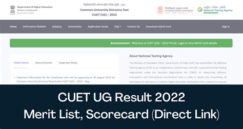 CUET UG Results Updates Direct Link Scorecard Merit List Cuet Samarth Ac In Atal Bihari