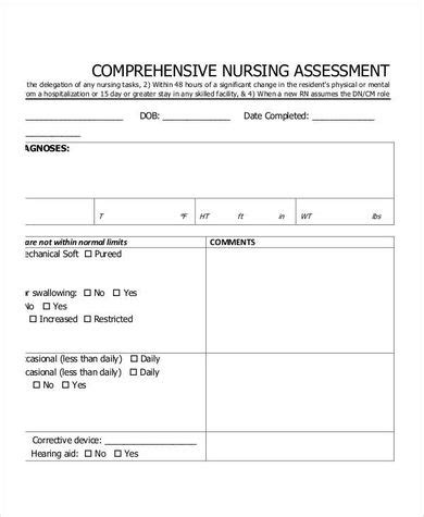 Free Sample Nursing Assessment Forms In Pdf Ms Word Nursing