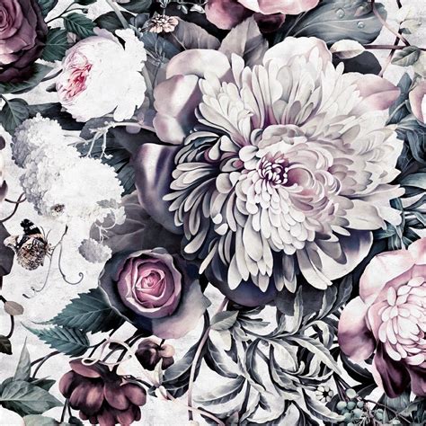 Dark Floral Ii Sanded Fresco Sample By Ellie Cashman Design Black