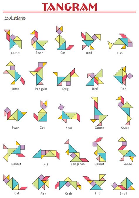 49 Animal Tangrams And Additional 19 Animal Tangram Puzzles Printed