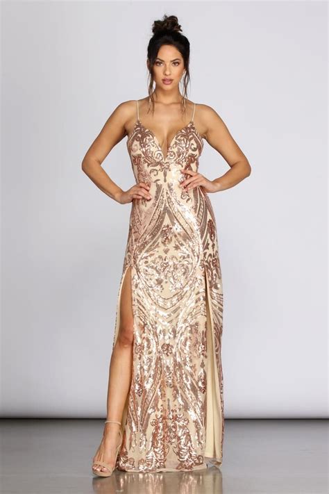 Mckenna Formal Sequin Scroll Dress Dresses Sparkly Maxi Dress Bridemaid Dress
