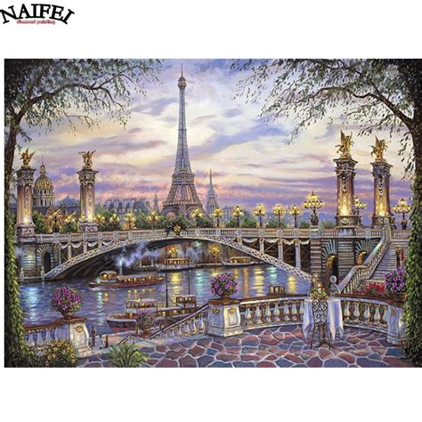 Buy 5d Diy Diamond Embroidery Landscape Paris Eiffel