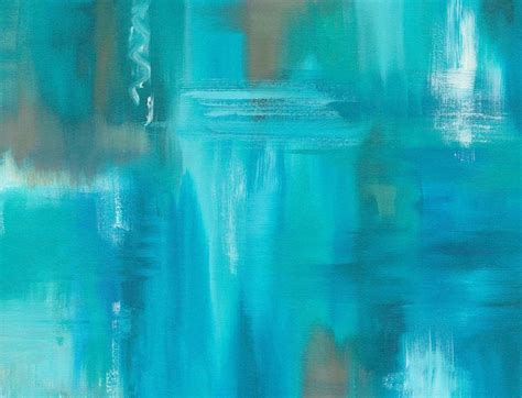 Turquoise Wall Art Canvas Original Abstract Painting Teal Aqua Blue
