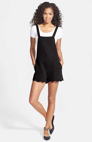Lily White Scalloped Short Overalls Juniors Online Only Nordstrom