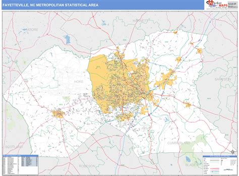 Fayetteville Nc Metro Area Wall Map Premium Style By - vrogue.co