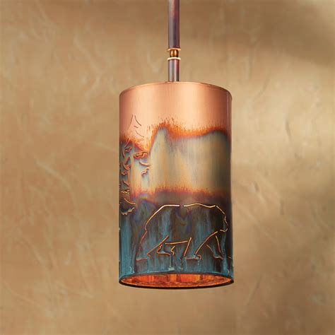 Copper saucer hanging pendant light 9 1/4 diameter. Copper Bear Pendant Light