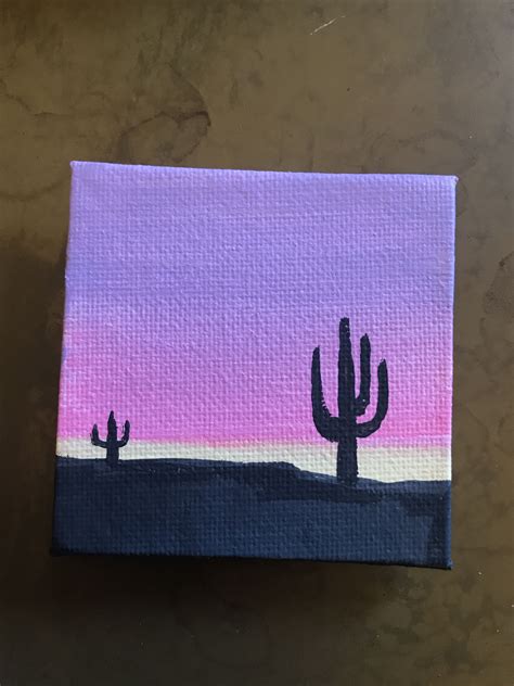Mini canvas cactus sunset painting | Mini canvas art, Canvas drawings, Simple canvas paintings