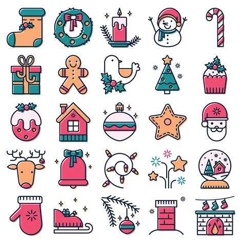 Christmas Icon Set Design By Hakaba Chan