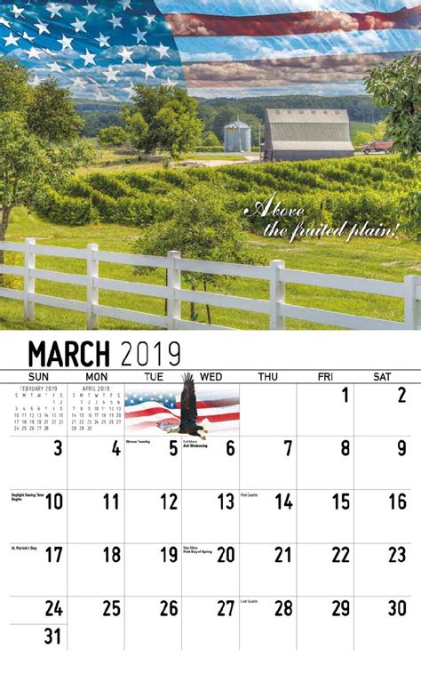 America The Beautiful Wall Calendar March