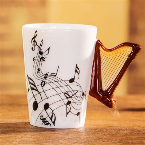 Buy 1pc Personality Guitar Ceramic Cup Music Note