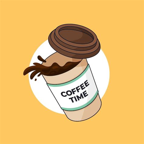 Premium Vector Floating Coffee Cup With Spilled Coffee Outline