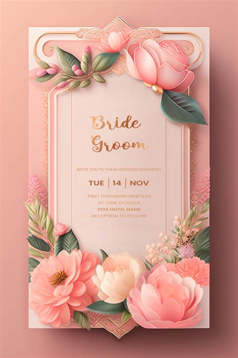 Beautiful Modern Floral Minimalist Wedding Invitation Template 27687756 Psd