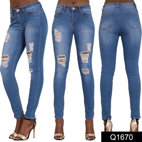 Womens Ladies Sexy High Waist Skinny Jeans Blue Stretch Denim Size 6 16